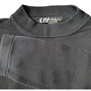 DOMANI PLATINUM Mens Black Mock Neck Vintage Silk Blend Sweater M NOS